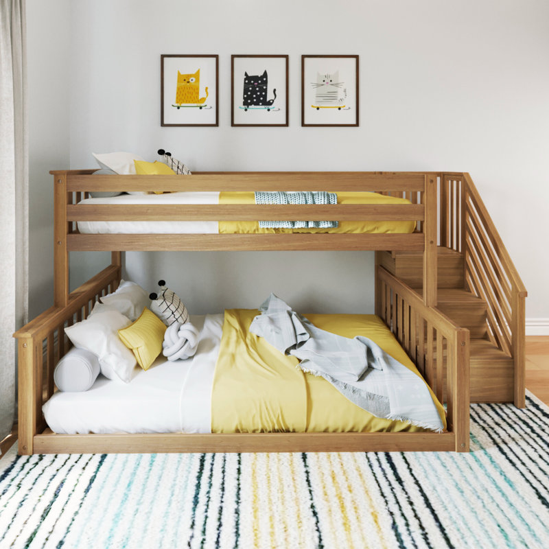 Jahzlynn Twin Over Full Solid Wood Standard Bunk Bed by Harriet Bee Bed Frame Color: Pecan