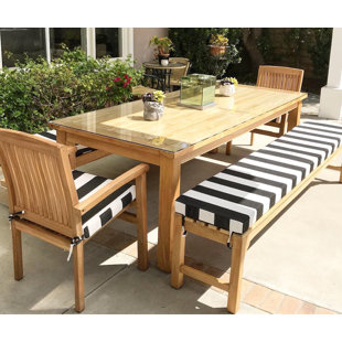 Go to store & view more images Jamari 5 Piece Teak Sunbrella Dining set with Cushions by Longshore Tides