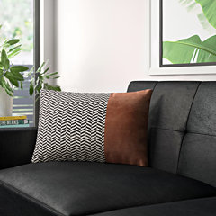 black leather throw pillows