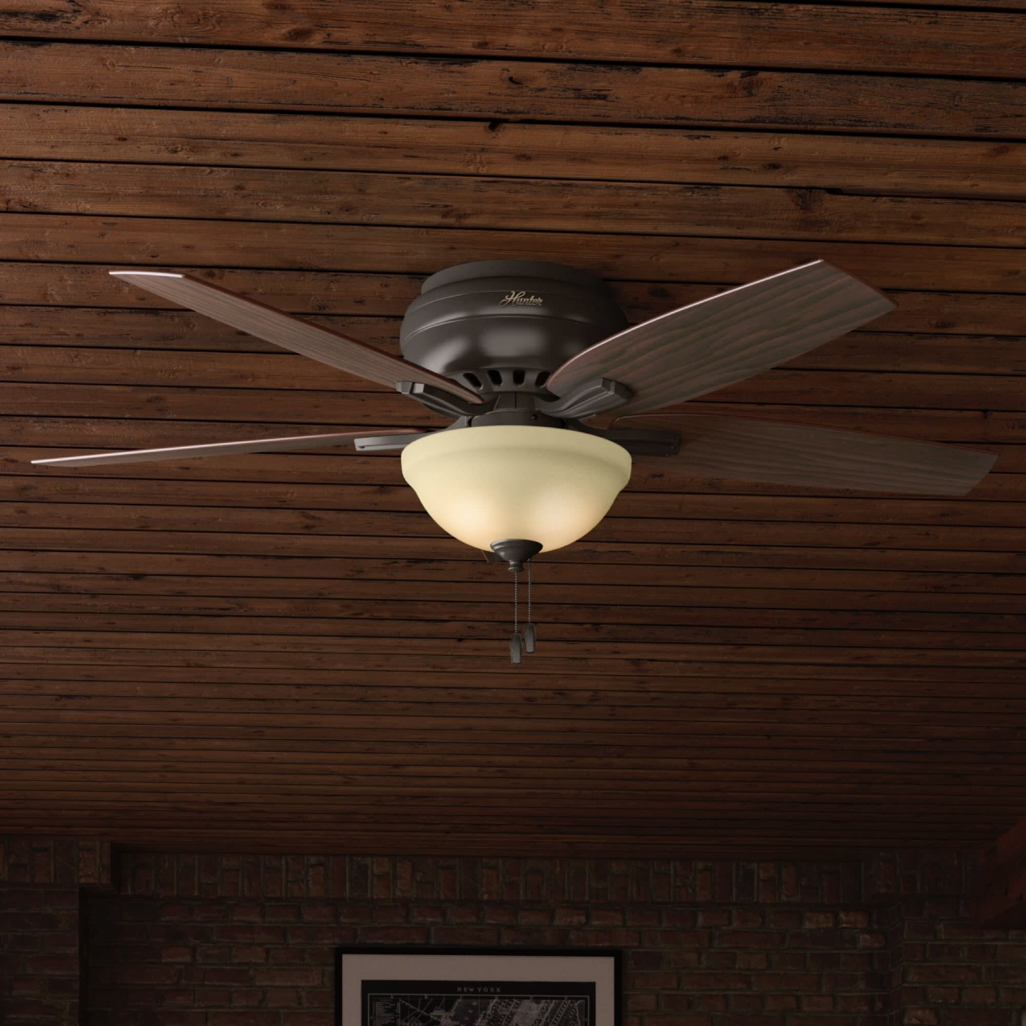 Hunter Fan 52 Newsome 5 Blade Flush Mount Ceiling Fan With Pull Chain And Light Kit Included Reviews Wayfair
