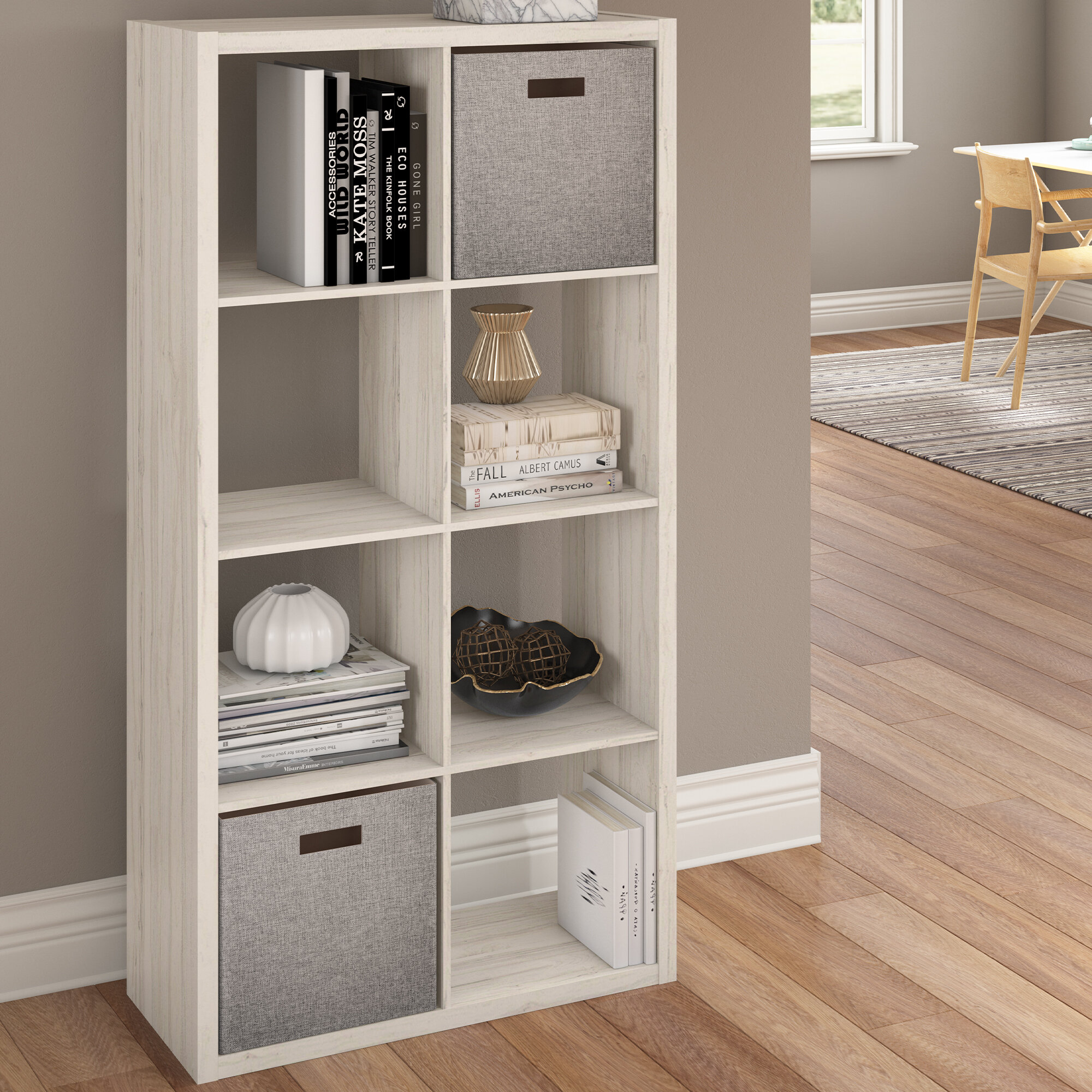 Wooden Bookcase Toys Storage Cubes Bins Book Shelves Bookshelf Office Home Dorm 