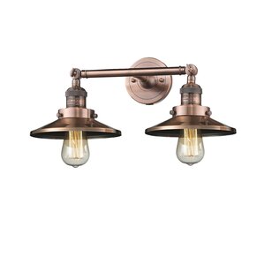 2-Light Railroad Shade Wall Sconce