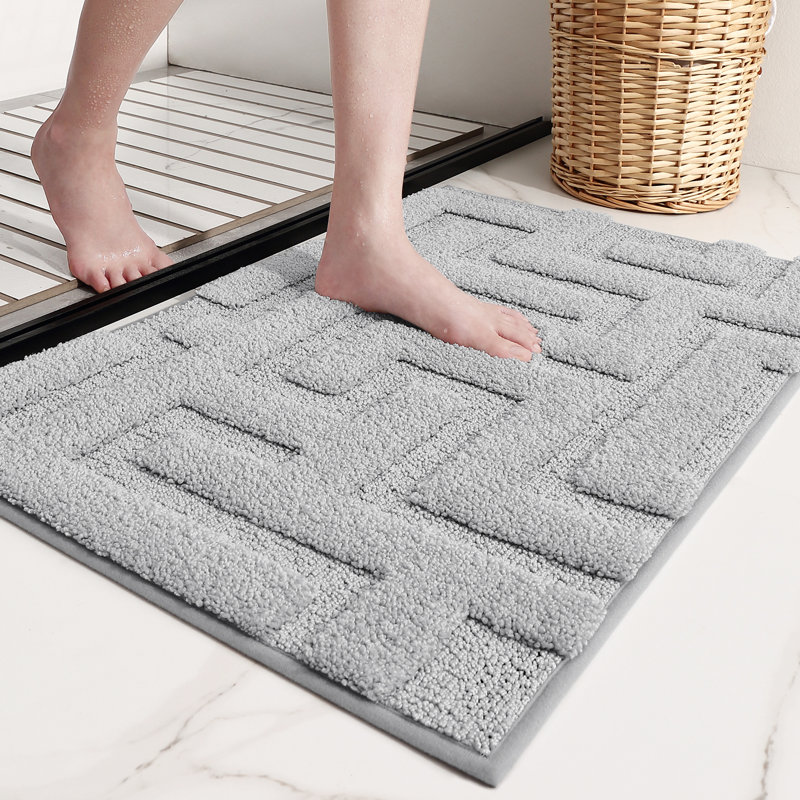 Sighrik Bath Rug with Non-Slip Backing Size: 16" L x 24" W, Color: Blue