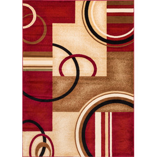 10 X 12 Rug Wayfair Daniel Red Arcs Shapes Area Rug