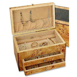 Selene Bird's Eye Maple Jewelry Chest with Thatch Lining