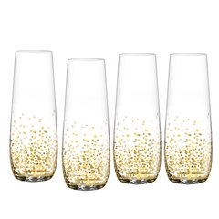 Gold Fitz and Floyd 229565-4ST Hannah Set of 4 Lead-free Stemless Wine Goblets Glasses 3.7x4.9 