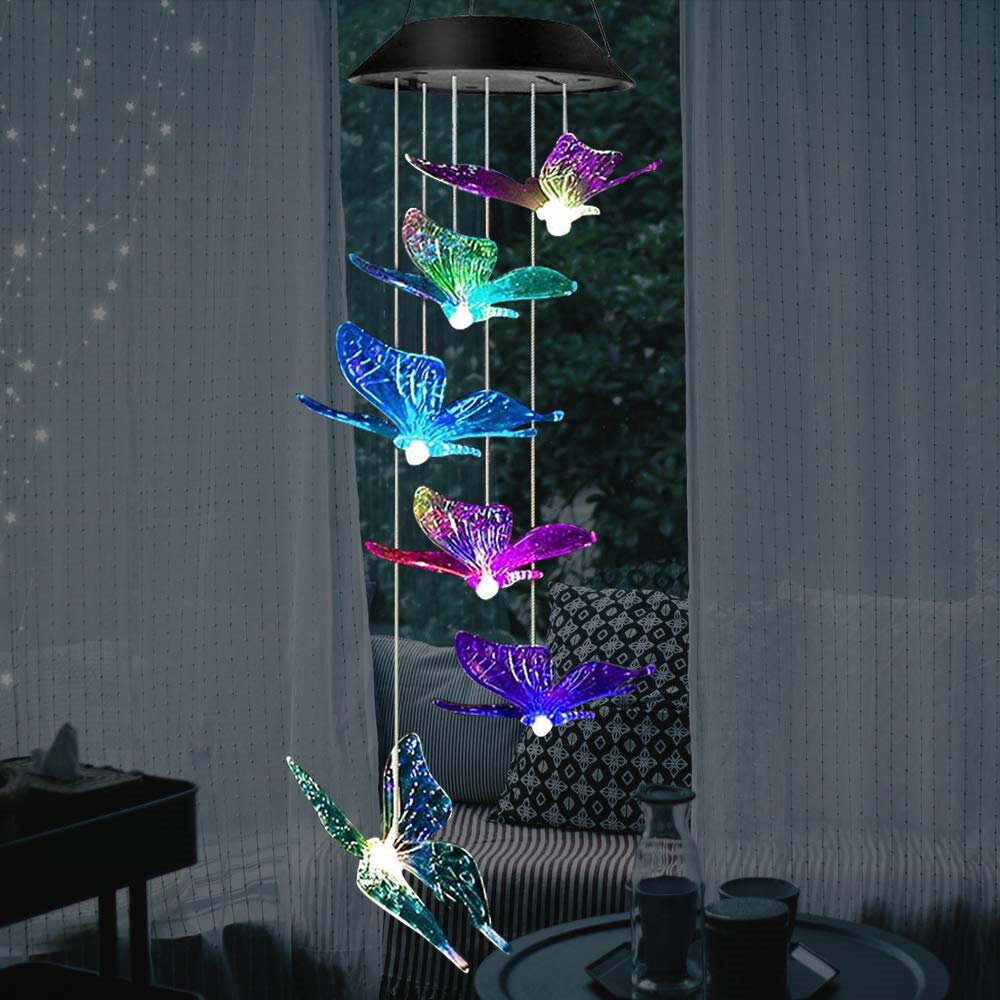 Wind Chimes Outdoor Changing Color Waterp Ecoeco Led Solar Butterfly Wind Chime