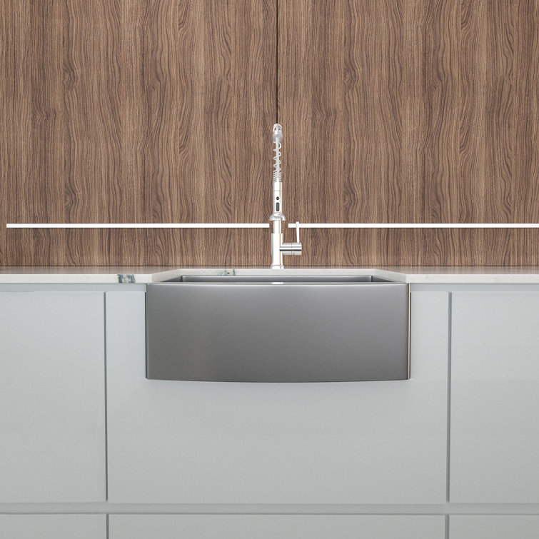 24 Inch Farmhouse Kitchen Sink Gunmetal Black Apron Front 16 Gauge  Stainless Steel Deep Single Bowl Kitchen Farm Sinks