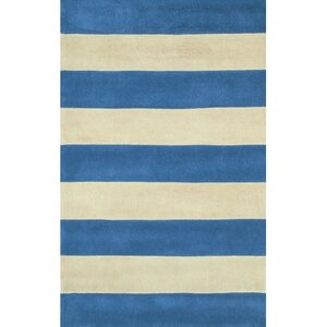 Beach Rug Blue/Ivory Boardwalk Stripes Rug