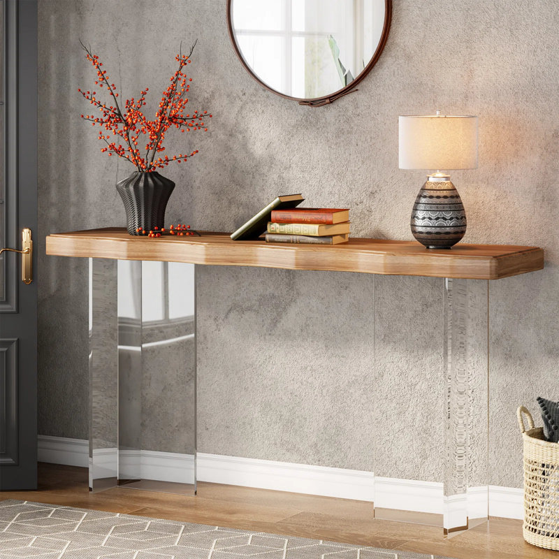 Surikova 47.24'' Modern Acrylic Console Table Table Top Color: Brown