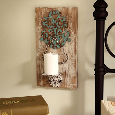 Iron and Wood Wall Candle Holder Lark Manor