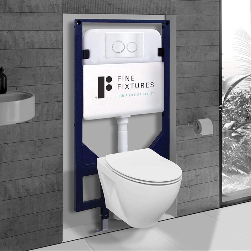 Fine Fixtures Dual-Flush Round Wall-Mount Toilet | Wayfair