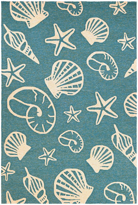 Monticello Cardita Shells Hand-Woven Turquoise Indoor/Outdoor Area Rug | Seashell Designs Indoor/Outdoor Rugs | https://www.seasyourday.com
