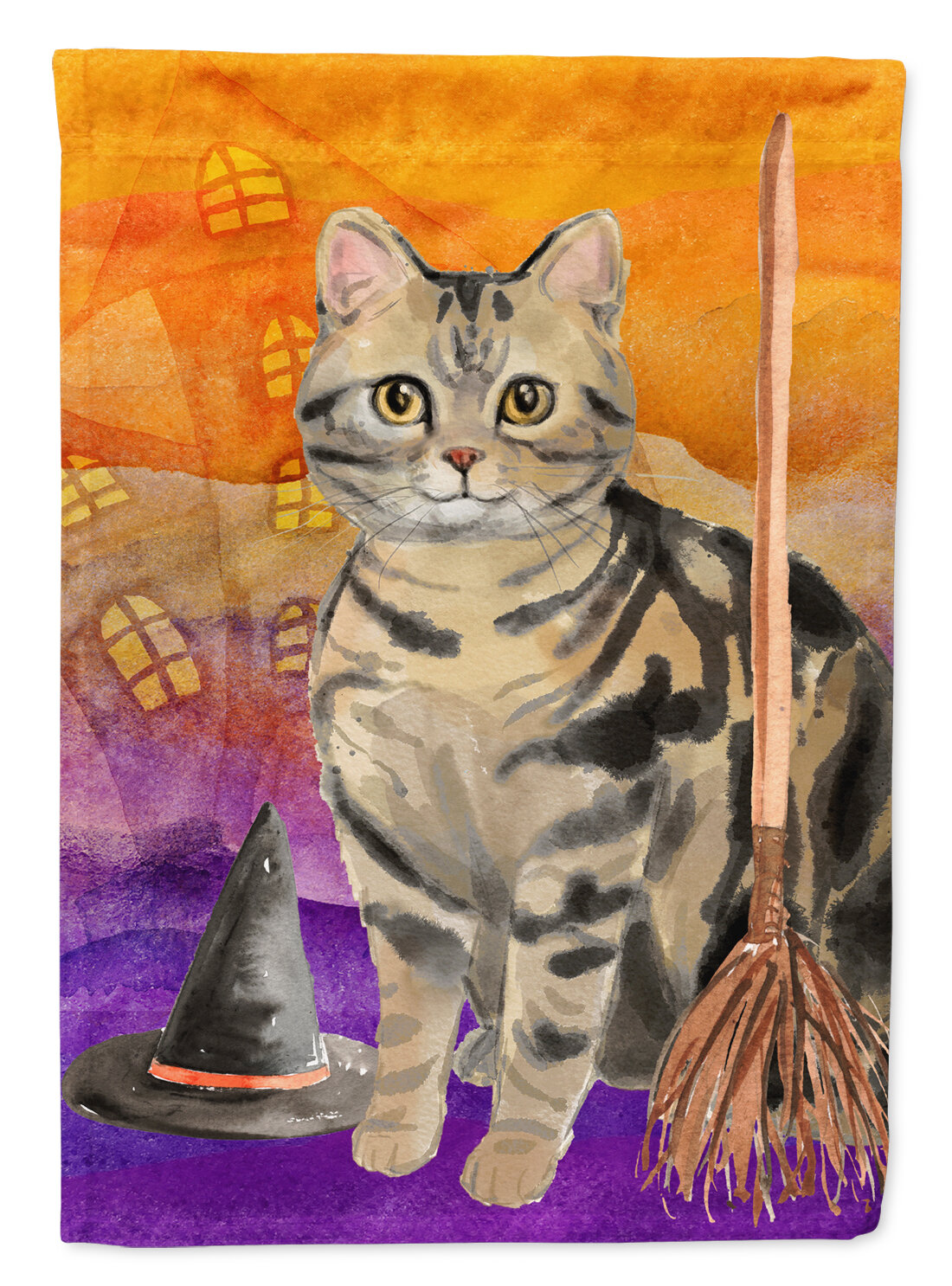 Caroline S Treasures American Shorthair Brown Tabby Halloween Flag