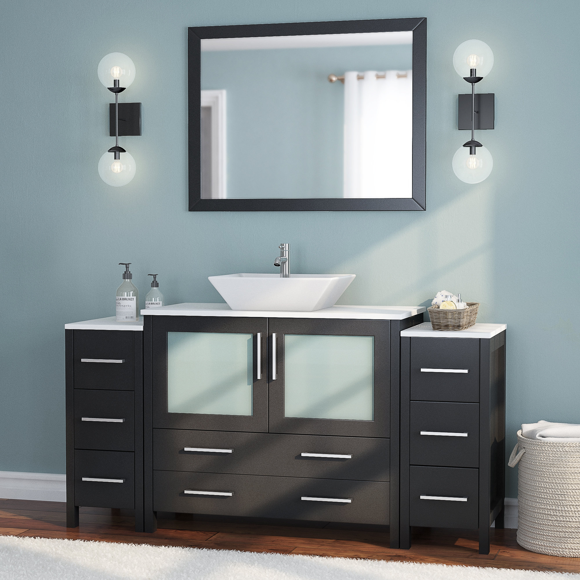 Wade Logan® Karson 58.2" Single Bathroom Vanity Set with Mirror