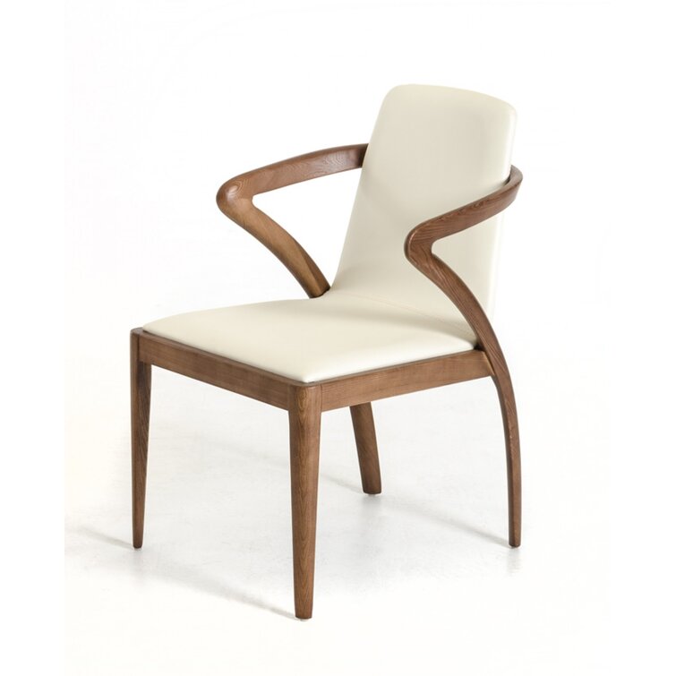 wood and cream armchair