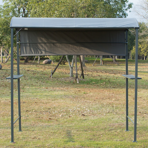 Outsunny Outdoor Patio Bbq 7 Ft X 4 5 Ft Metal Grill Gazebo