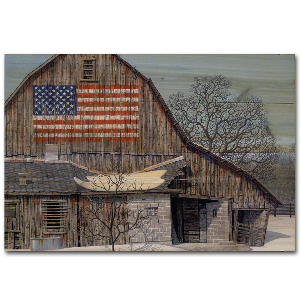 Wgi Gallery Old Barn Old Glory Print On Wood Reviews Wayfair