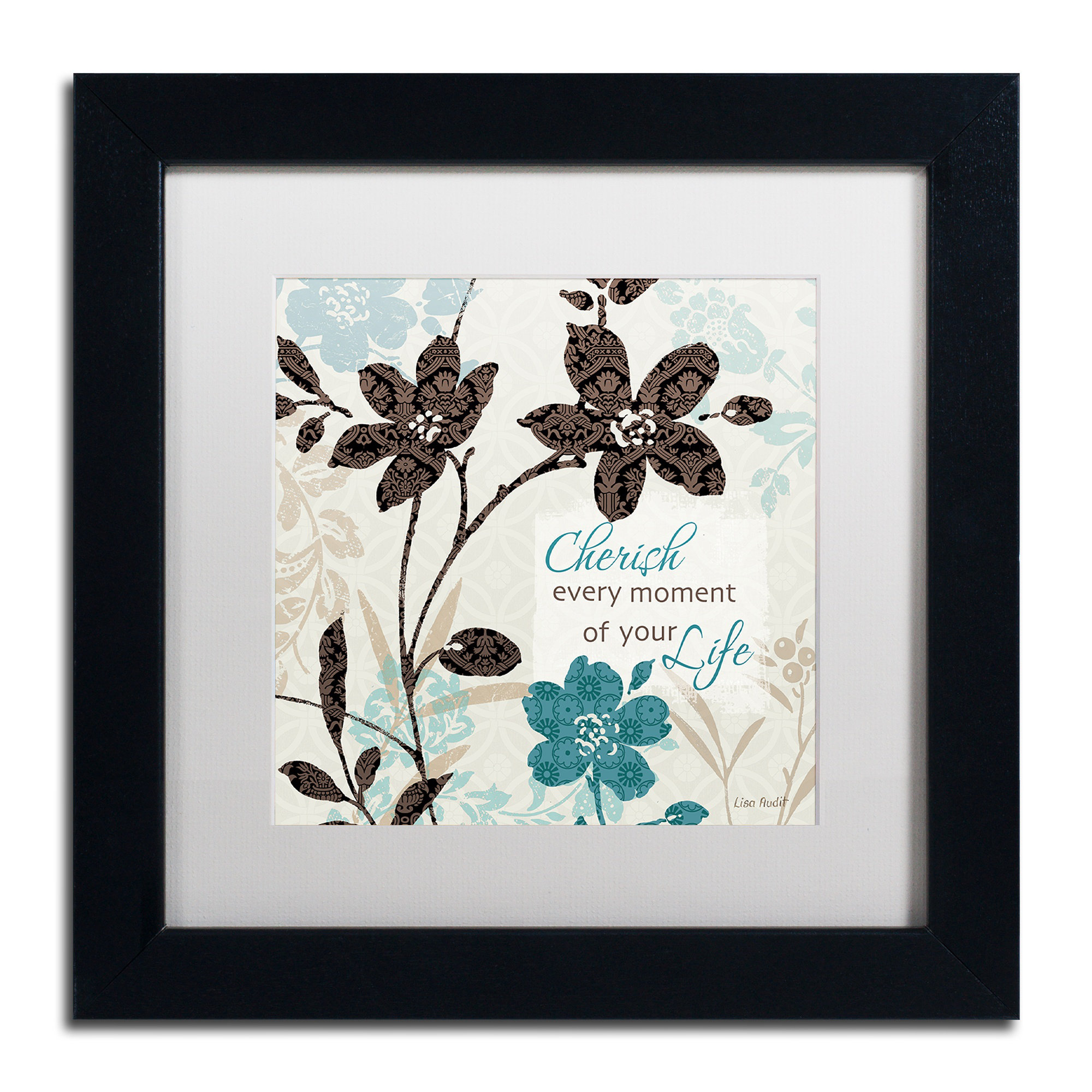 Trademark Art Botanical Touch Quote I By Lisa Audit Framed Graphic Art