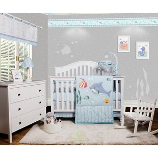 Harrelson Ocean Sea Dolphin Baby Nursery 6 Piece Crib Bedding Set