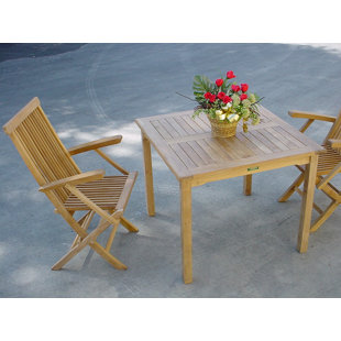 Go to store & view more images Farnam 3 Piece Teak Bistro Set with Sunbrella Cushions by Rosecliff Heights