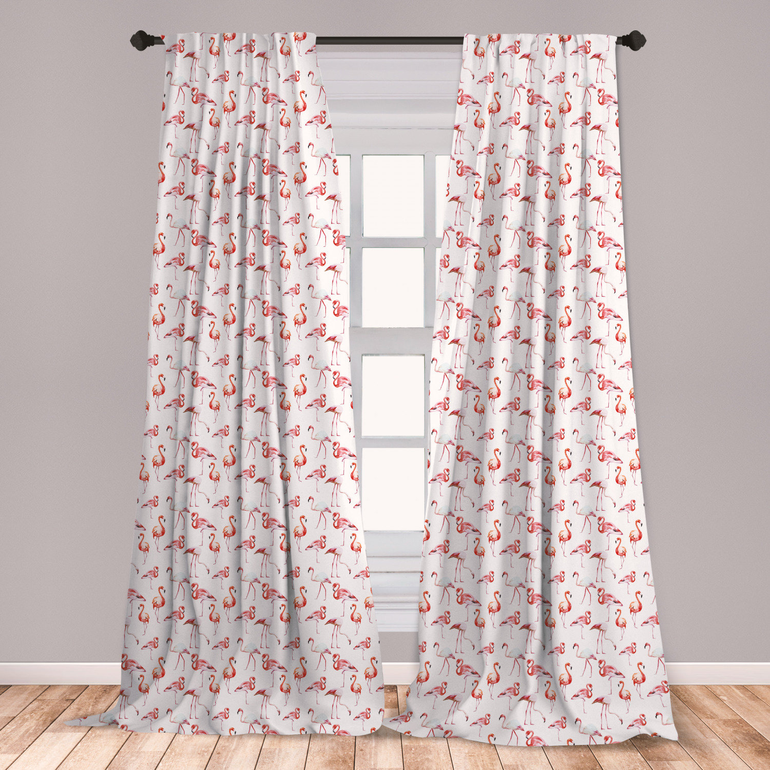 East Urban Home Ambesonne Flamingo Curtains Tropical Watercolor Art Style Birds Romantic Hawaiian Island In Springtime Window Treatments 2 Panel Set For Living Room Bedroom Decor 56 X 63 Orange Coral White Wayfair