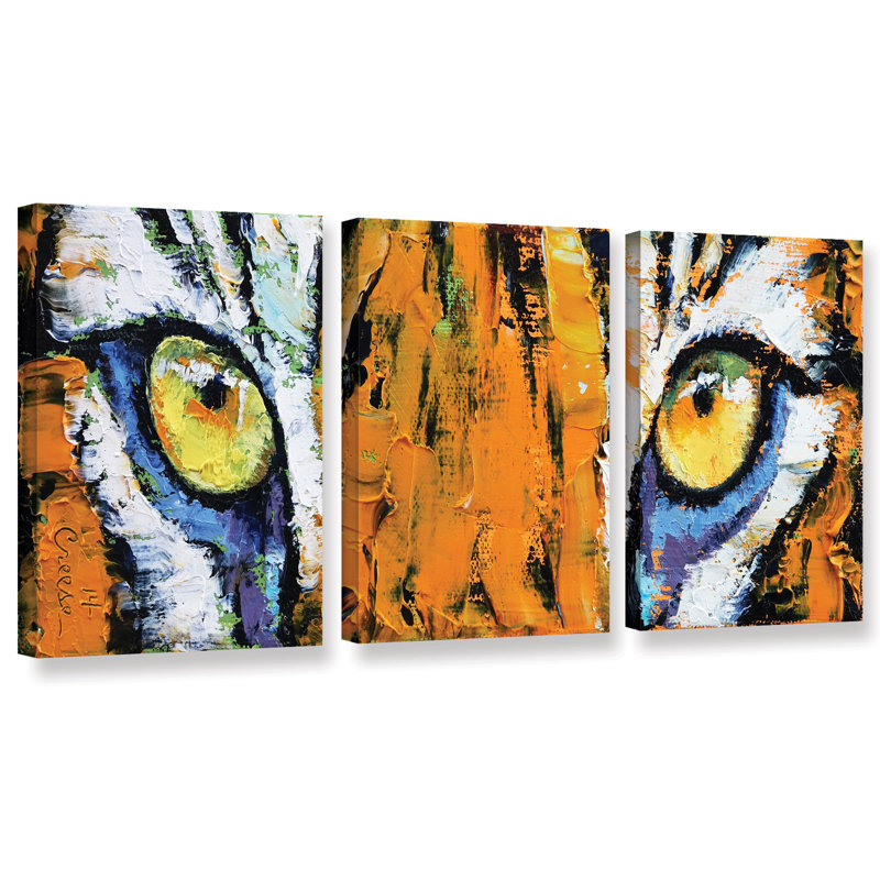 Bloomsbury Market Tiger Eyes 3 Piece Painting Print On Wrapped