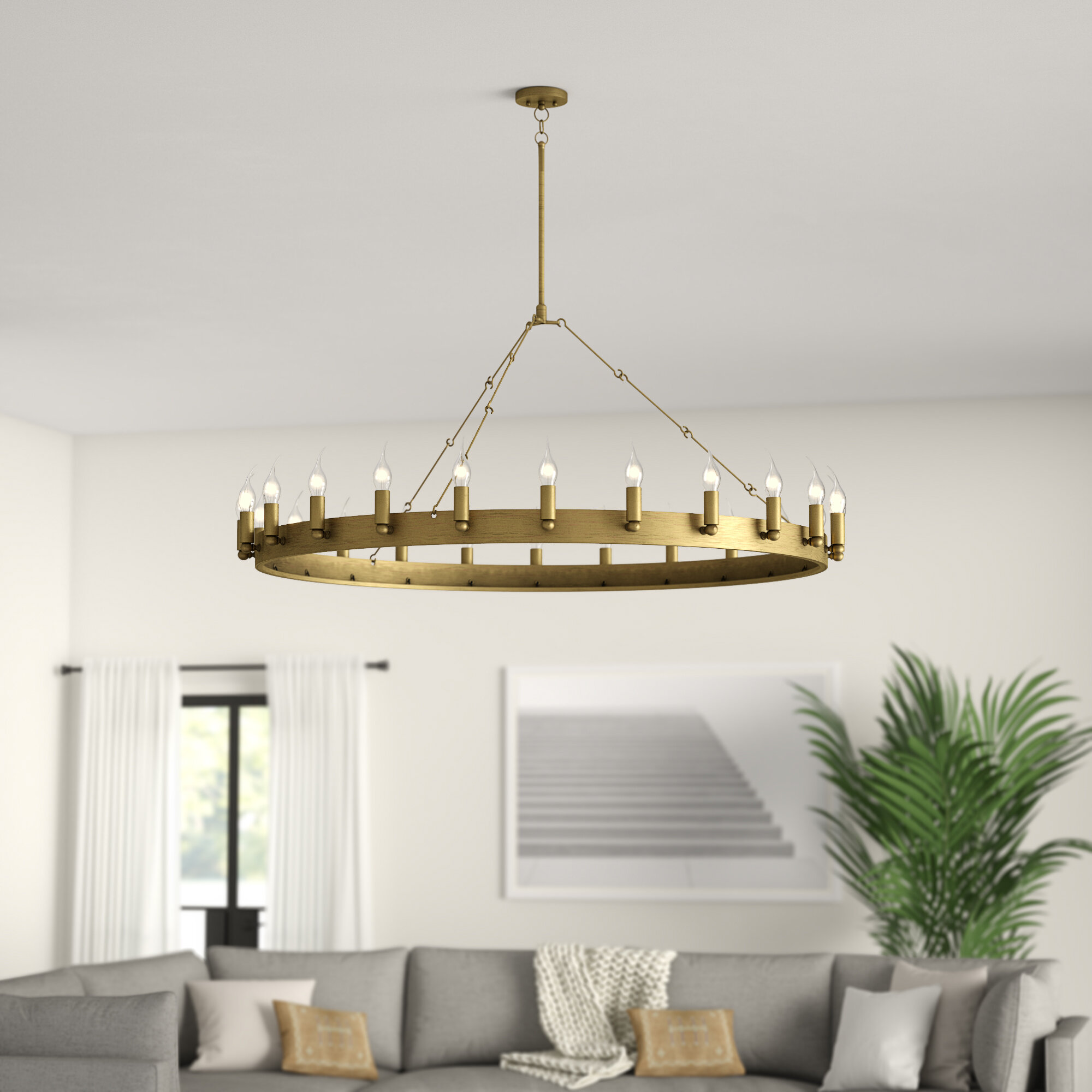 gold wagon wheel chandelier