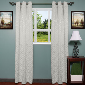 Luxury Geometric Blackout Thermal Grommet Curtain Panels (Set of 2)
