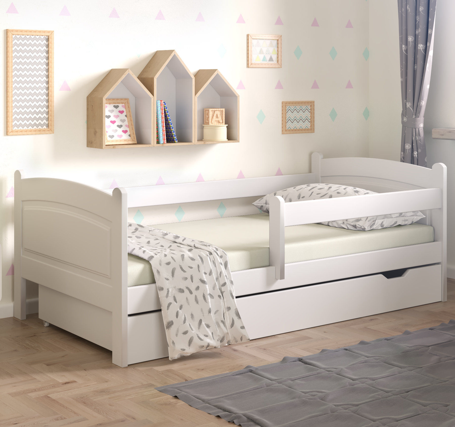 Nordville Lugo Convertible Toddler Bed With Sliding Drawer