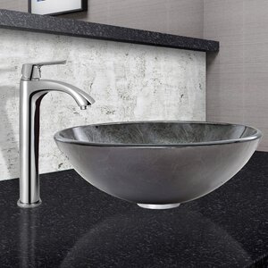 Gray Onyx Glass Circular Vessel Bathroom Sink