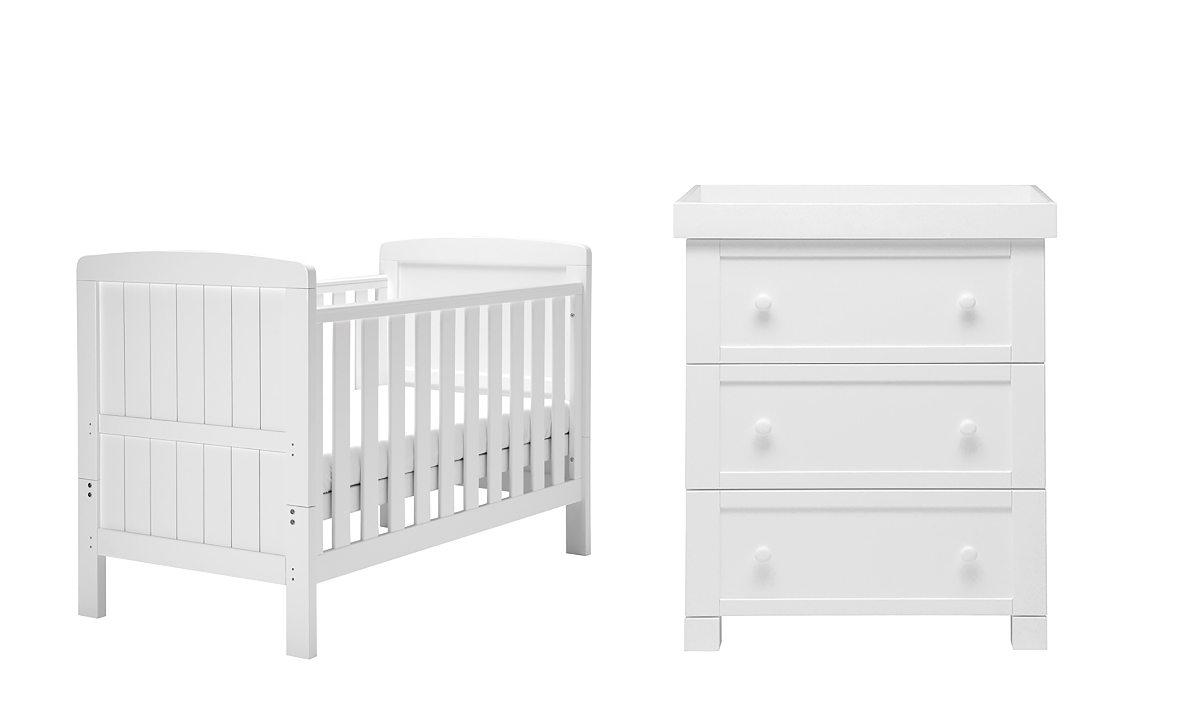 cot bed and chest of drawers set
