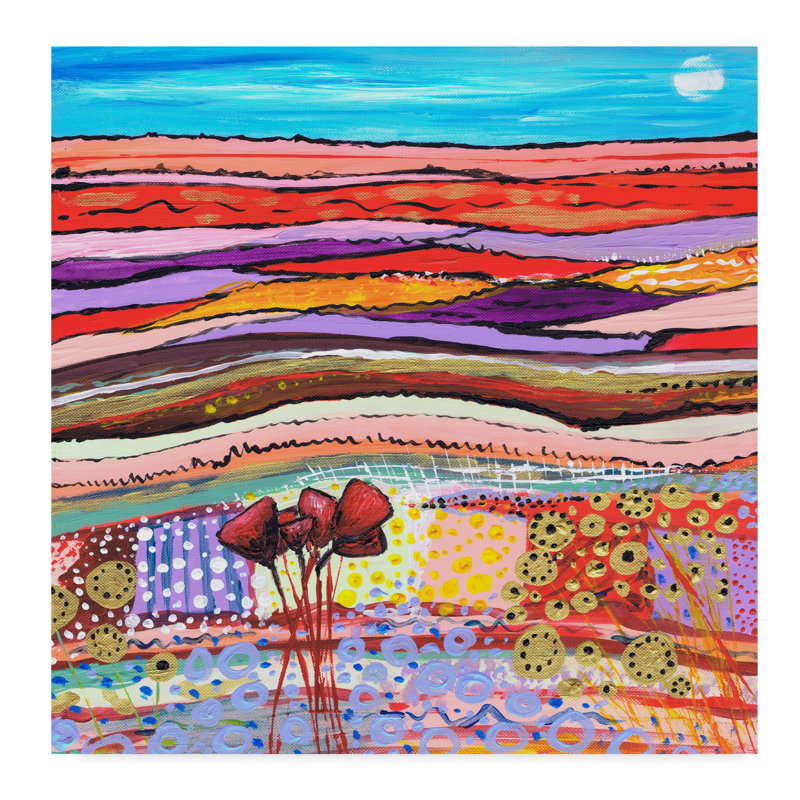 Ebern Designs Tulips In A Field 1 Acrylic Painting Print On