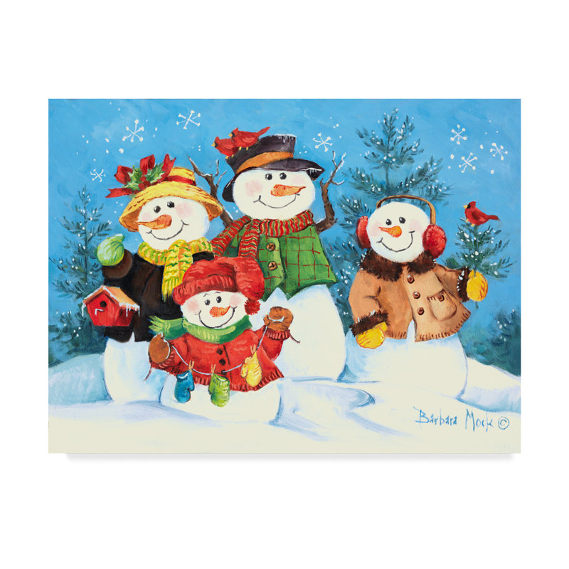 The Holiday Aisle Snowman Family Acrylic Painting Print On