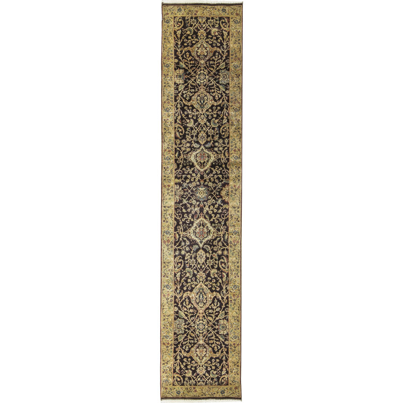 Bokara Rug Co Inc One Of A Kind Avalon Hand Knotted Black Gold 2 7 X 12 6 Runner Wool Area Rug Wayfair