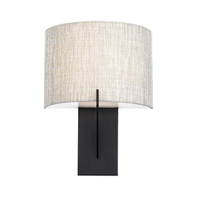 Fitzgerald 8in LED Fabric Wall Sconce 3-CCT 2700K-3000K-3500K Set to 3500K in Black 