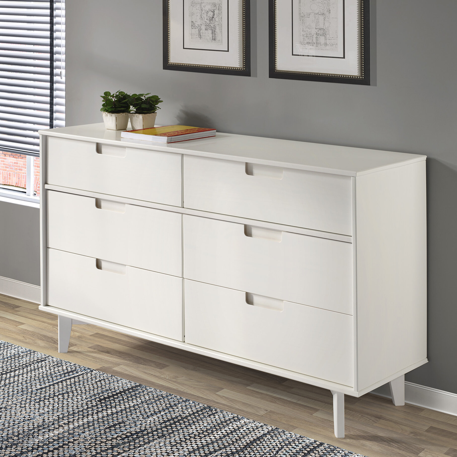 Hashtag Home Cecille Groove 6 Drawer Double Dresser Reviews