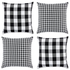 black plaid pillow covers