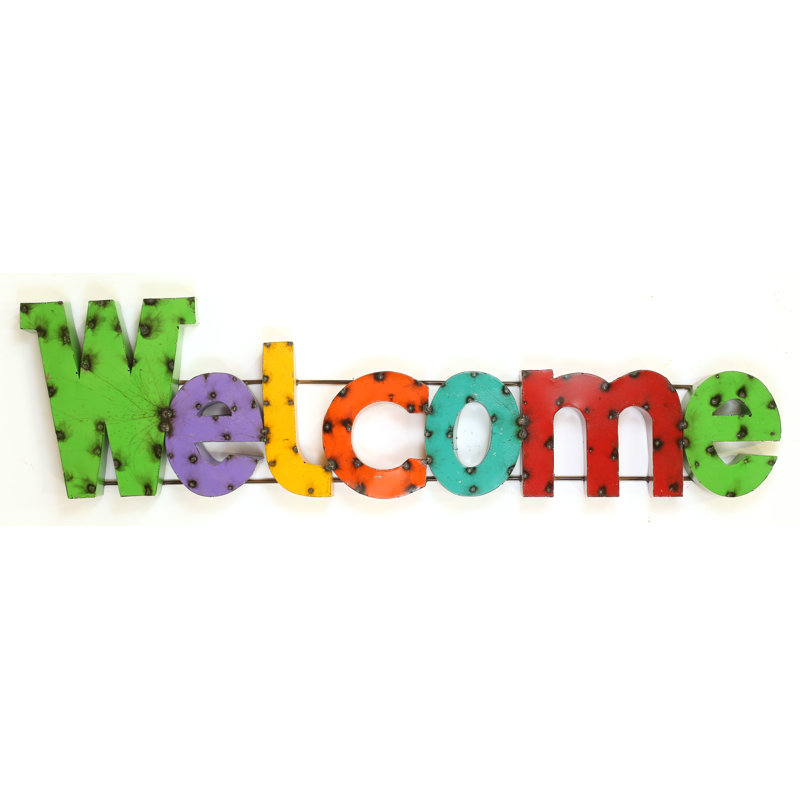 Myamigosimports Welcome Recycled Metal Sign Wall Decor Reviews Wayfair