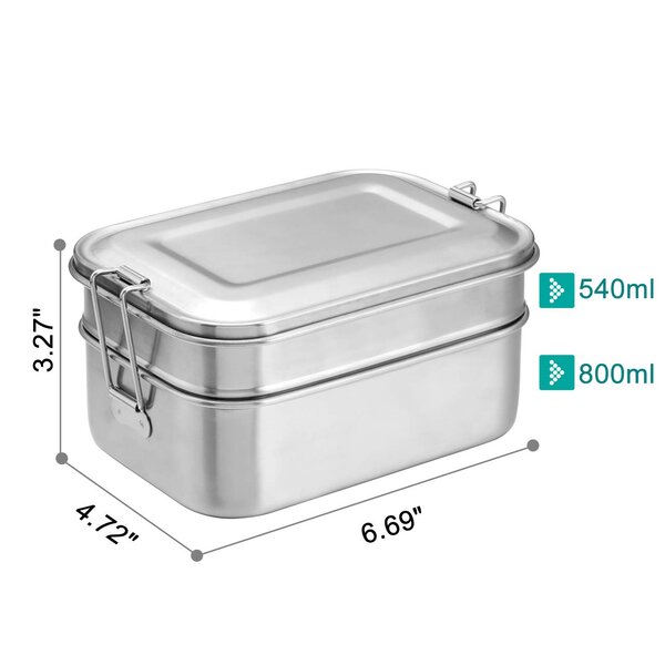 Prep Savour Stainless Steel Lunch Container With Removable Compartment Bento Lunch Box For Kids Or Adults Leak Proof Metal Food Storage Food Container Wayfair