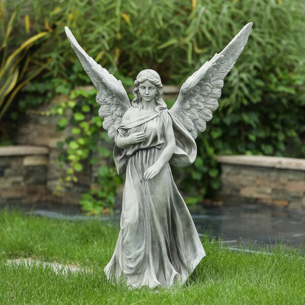 Large Vintage Resin ANGEL Watching Over Girl & Boy Figurine 11” x 8”