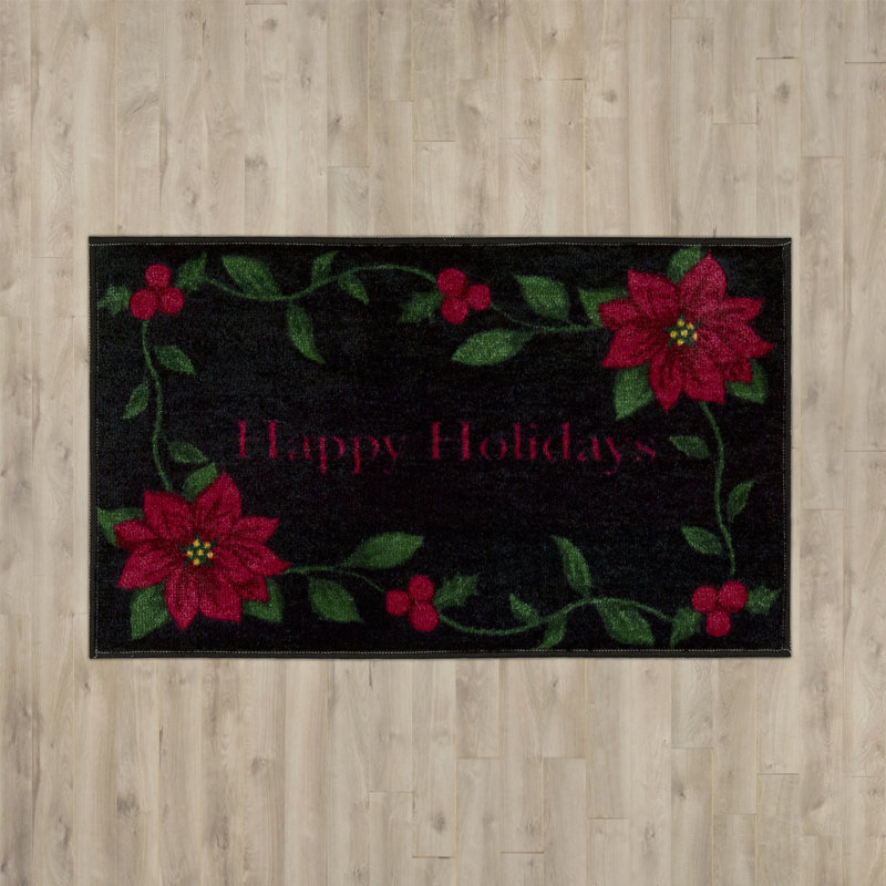 Charlton Home Berlin Happy Holiday Hand Tufted Green Red Black Area Rug Wayfair Shop for mohawk home area rugs, accent rugs and bathmats for the bathroom; wayfair