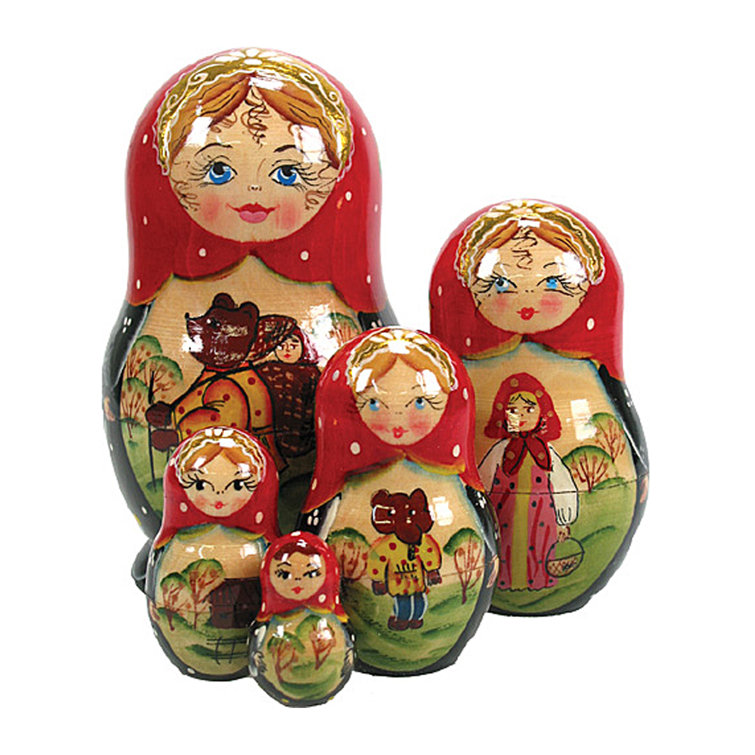 The Holiday Aisle 5 Piece Shephard Russian Nesting Doll Matryoshka Golden Egg Figurine Set Wayfair