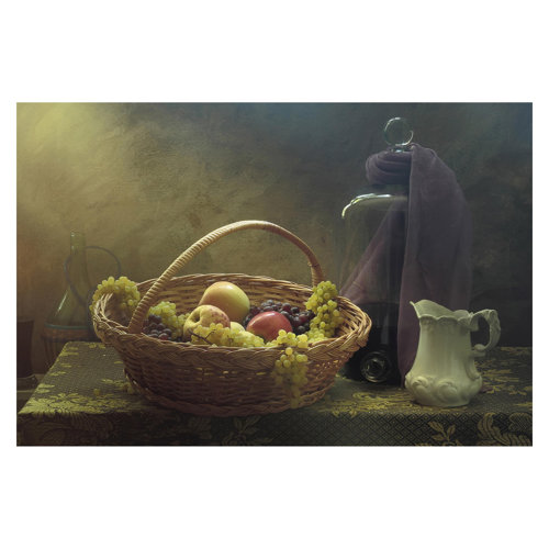 Still Life with Fruit Basket 2.25m x 3.36m Textured Matte Peel & Stick Wall Mural East Urban Home