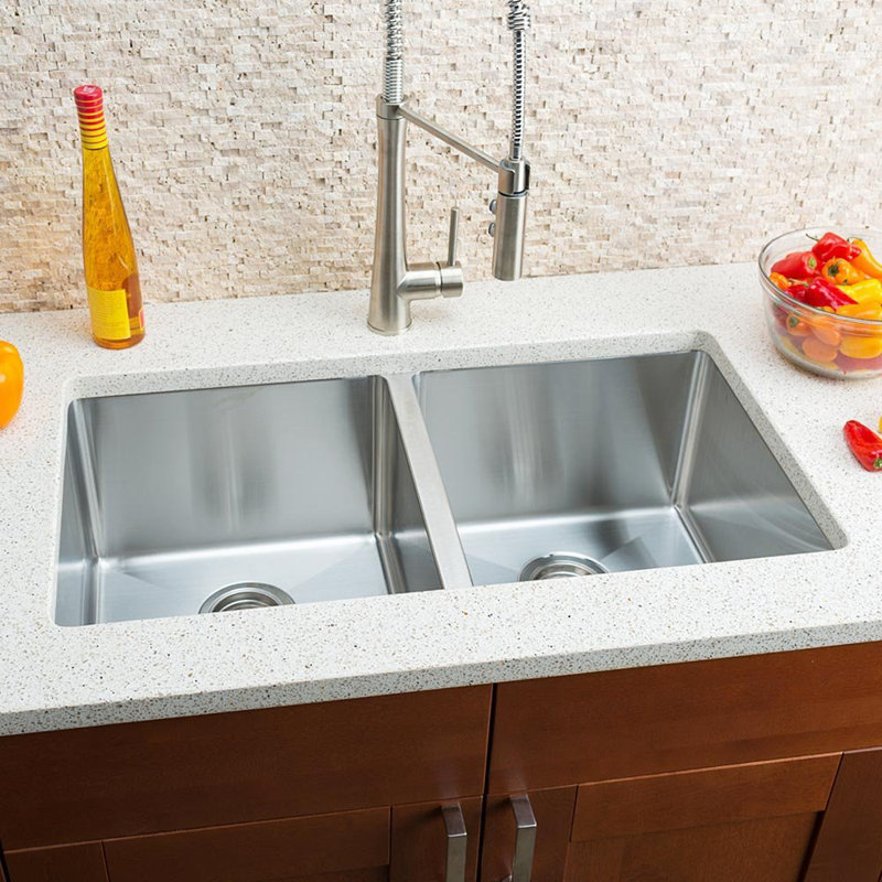 Hahn Chef Series 32 L X 18 W Double Bowl Undermount Kitchen Sink Reviews Wayfair