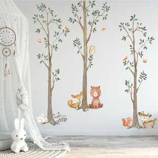 Hearts Owls Tree WALL STICKER 56 Colours Baby Kids Bedroom Wall Decoration KIDS3 