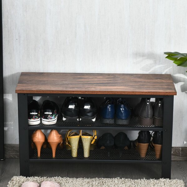 5 Tier Simple Wooden Shoe Rack With 6 Pair Shoe Form Solid Wood Color Us Stock Shoe Racks