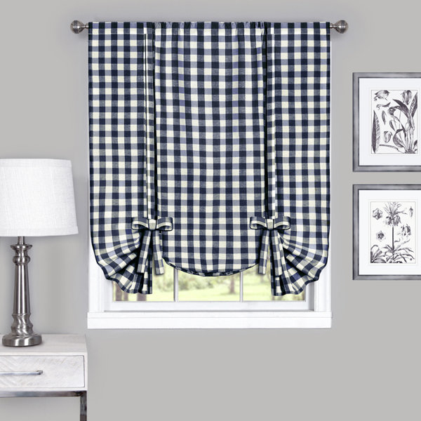 Navy Gingham Curtains Wayfair