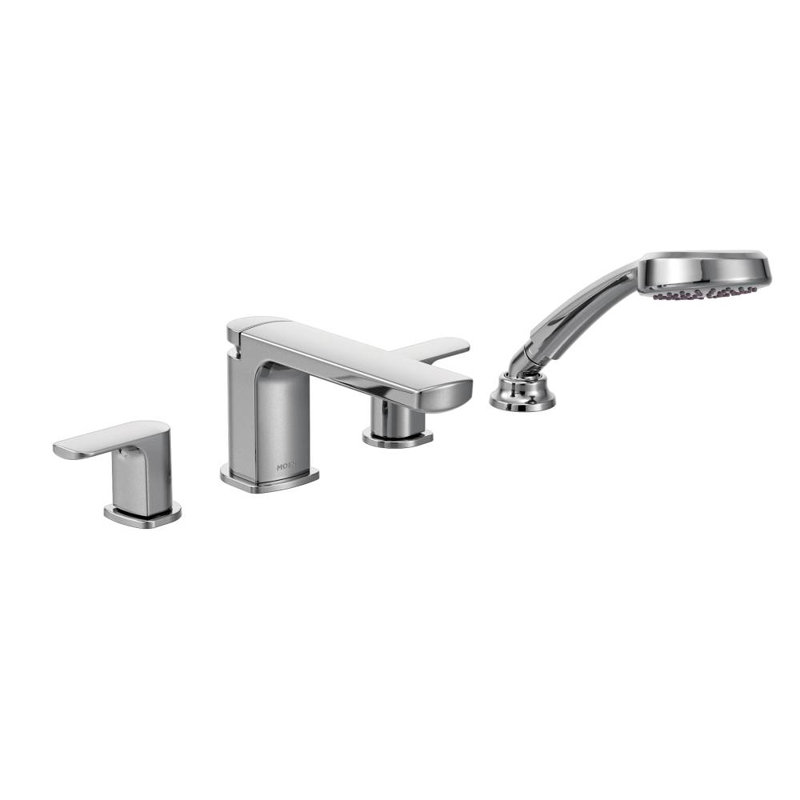 Moen Rizon Double Handle Deck Mount Tub Faucet Trim With Hand