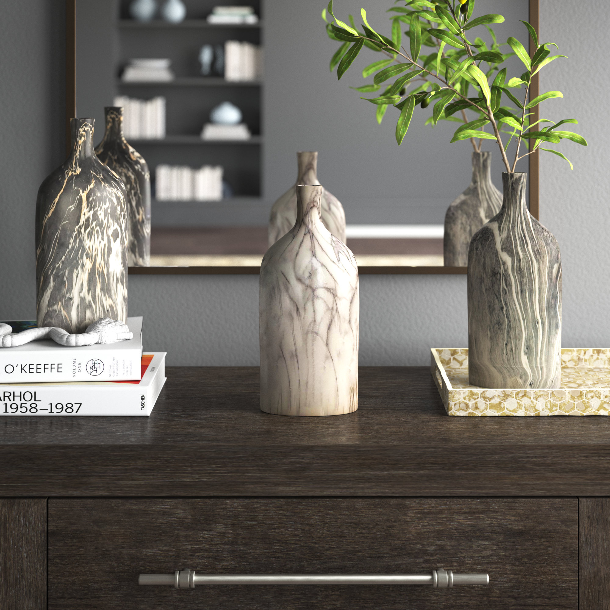 Greyleigh 3 Piece Athol Gray Tan Ceramic Table Vase Set Reviews Wayfair